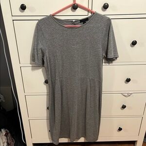 J. Crew Gray Casual Midi Dress Short Sleeve Crew Neck